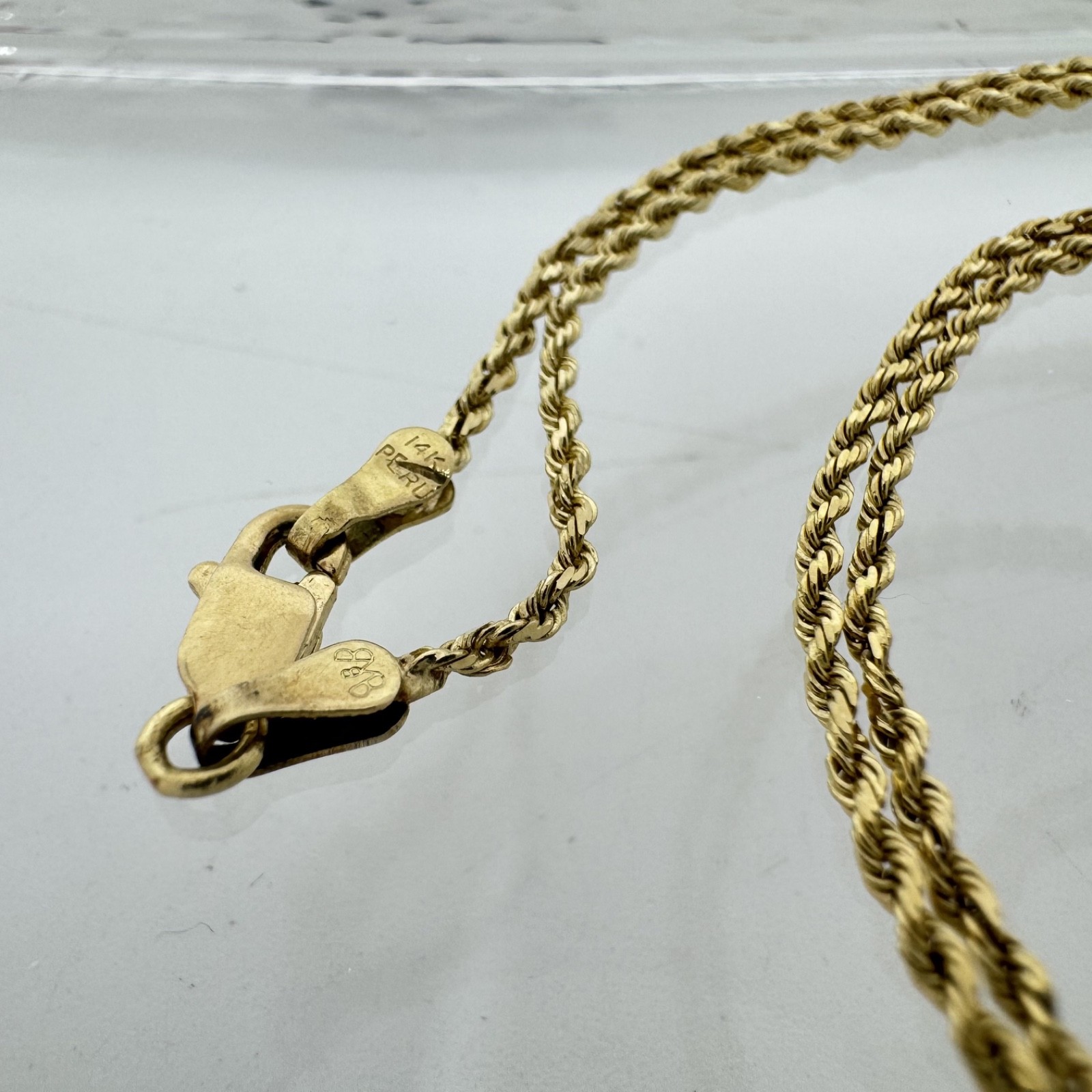 14K Solid Yellow Gold Rope Chain Necklace 1.3mm thick 24” – 5g