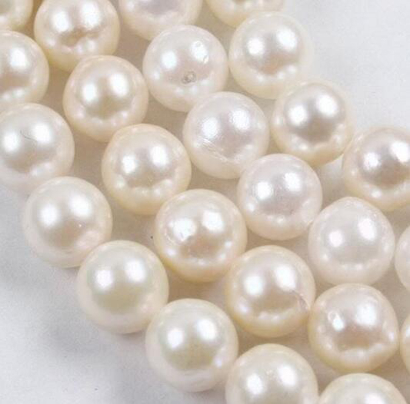 7-7.5MM Natural White Akoya Cultured Pearl Loose Beads 15″