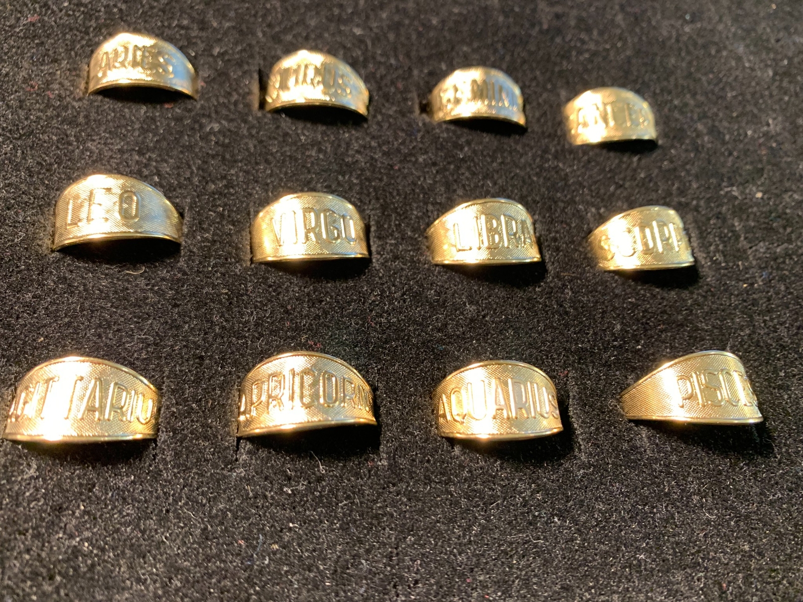 14KT GOLD PLATED ADJUSTABLE ZODIAC RING USA SELLER