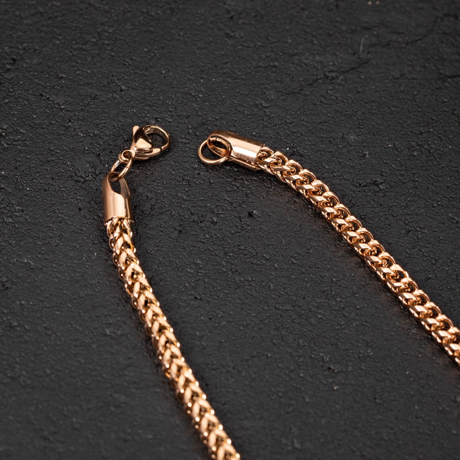 Solid Rose Gold Plated Heavy 316 Stainless Steel 4MM Franco Chain Necklace