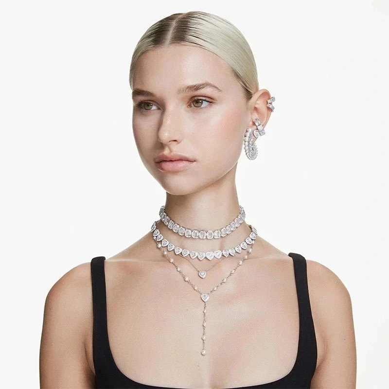 Swarovski Authentic Ariana Grande x Swarovski Tennis Necklace Heart White Crysta
