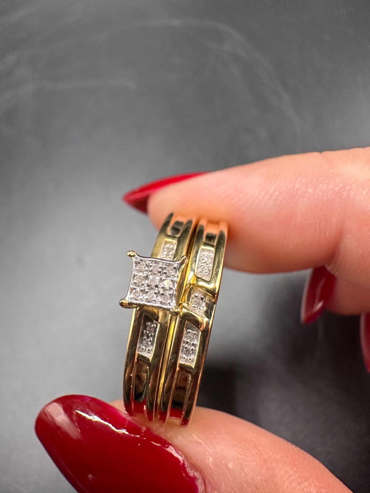 10k gold plated over 925 Sterling Silver diamond ring set
