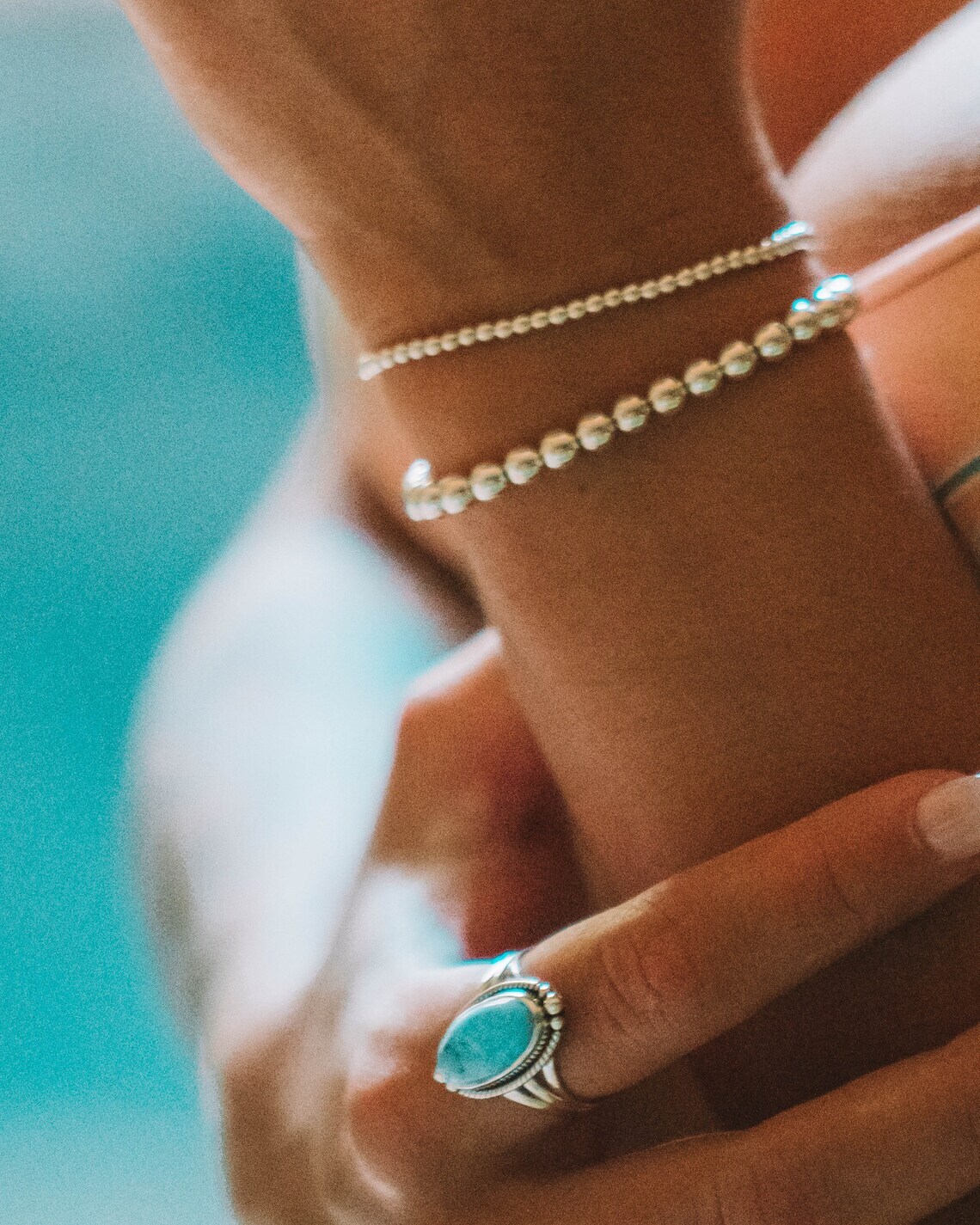 Larimar Gemstone 925 Sterling Silver Handmade Ring All Size