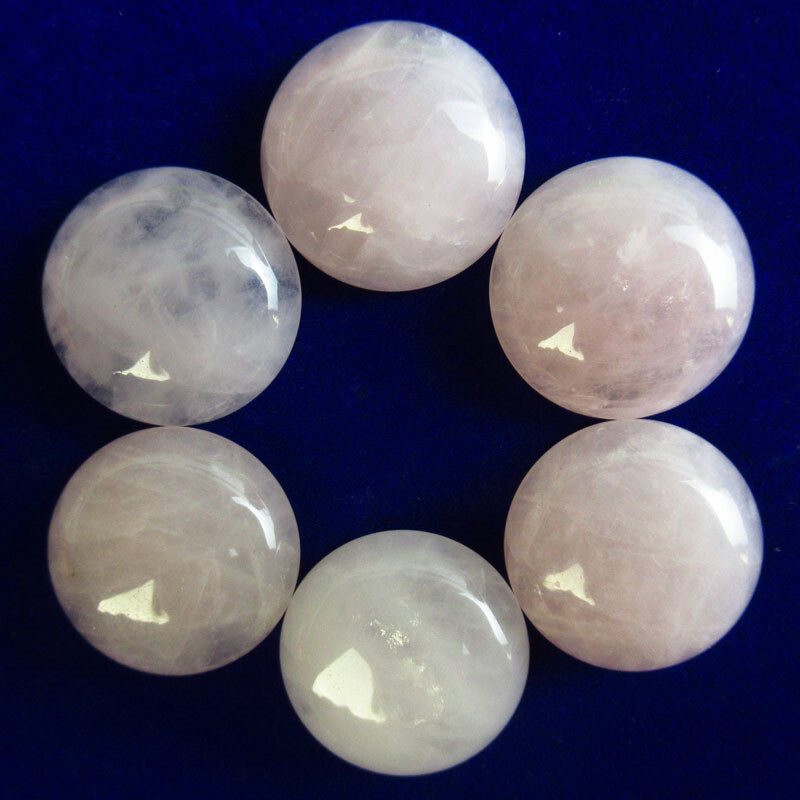 6Pcs 20x6mm Natural Rose Quartz Round Cab Cabochon B67282