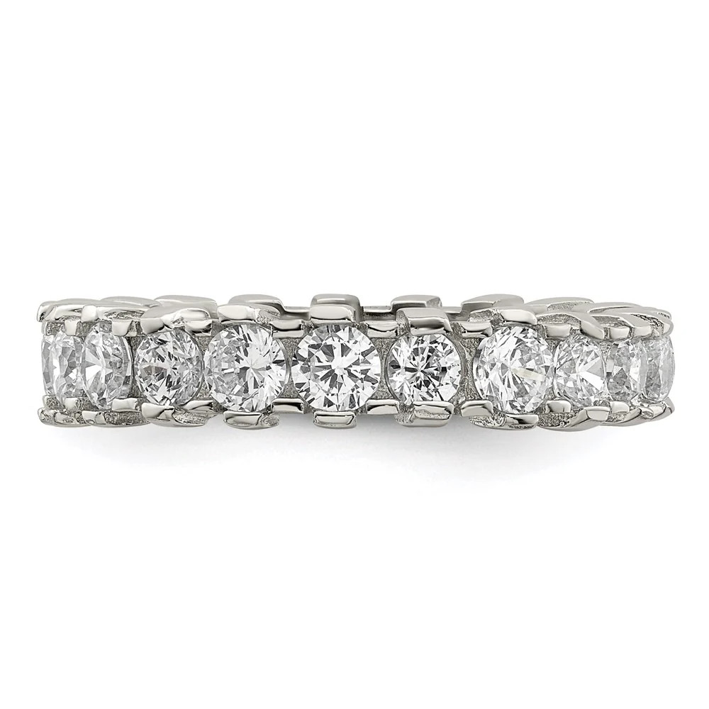 Sterling Silver Rhodium-Plated CZ Eternity Band