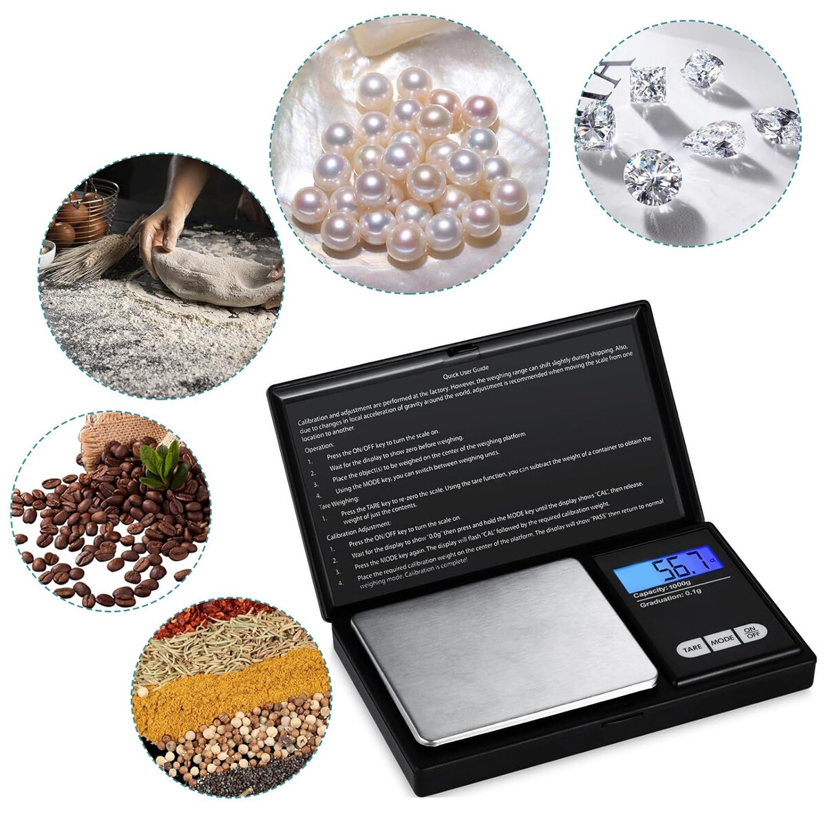 1000-0.1g Portable Small jewelry scale,Digital Pocket Scale g/oz/gn/ct/dwt/ozt