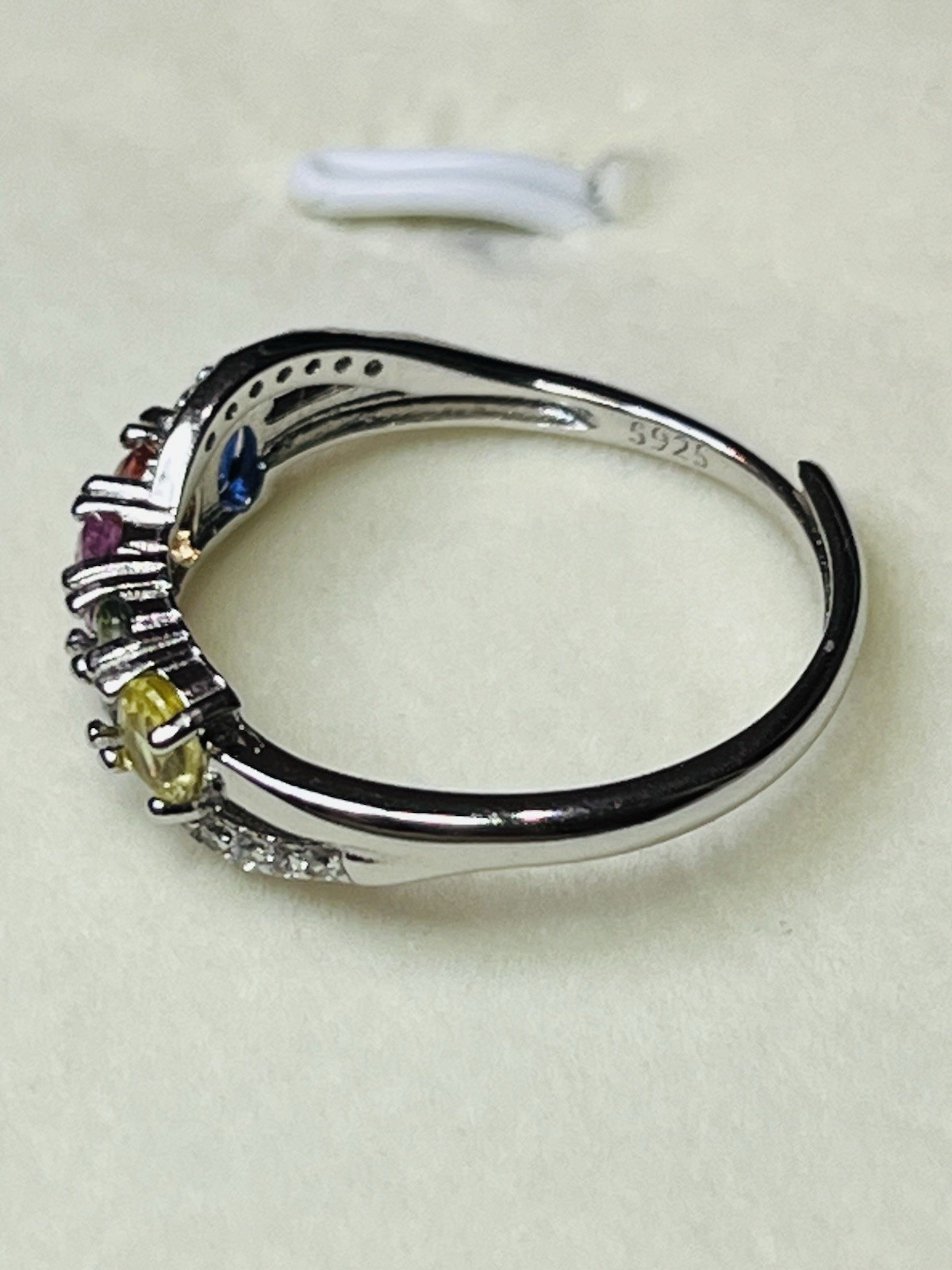 925 Sterling Silver Natural Sapphire Pink Blue Green Orange Yellow Band Ring