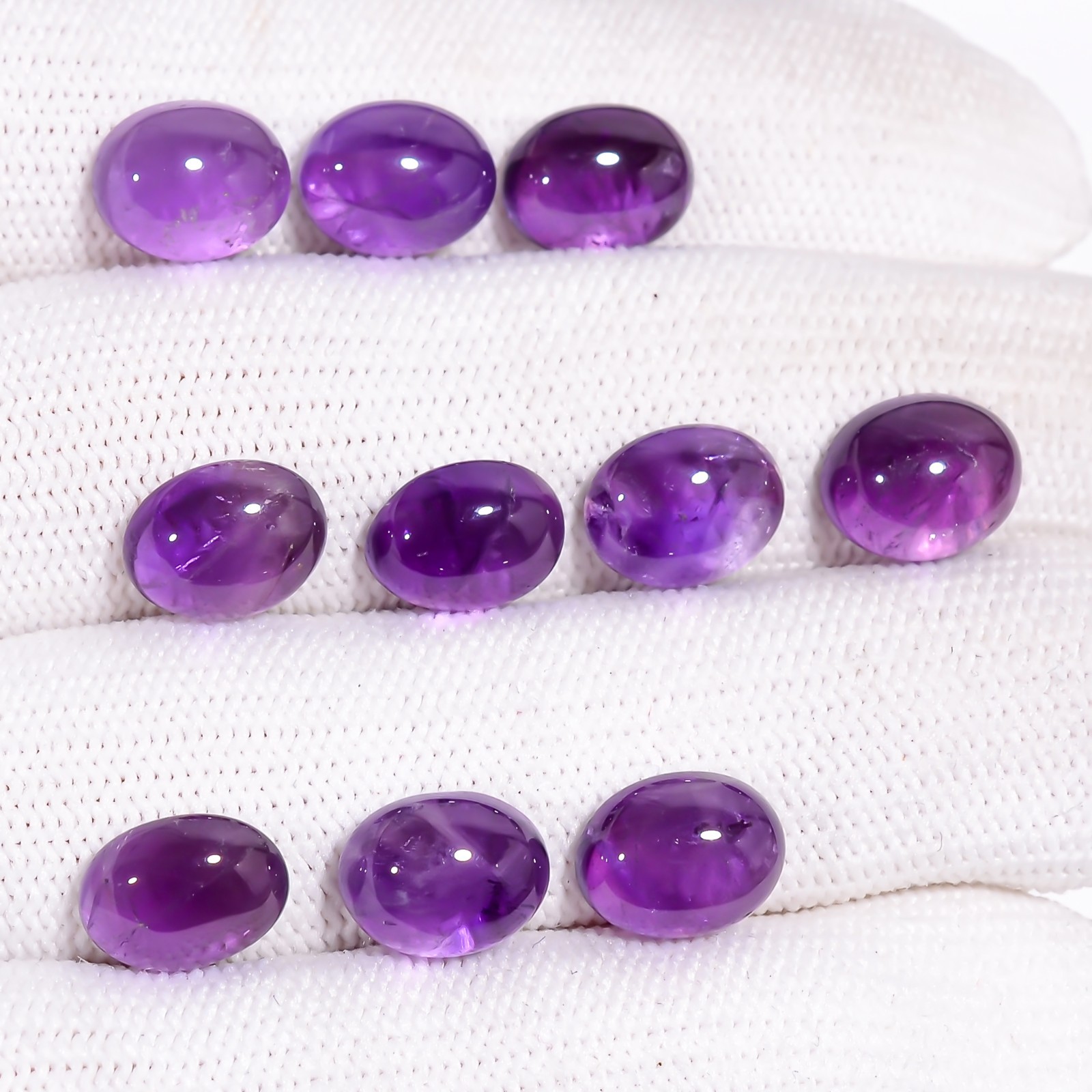 Natural purple Amethyst Oval Shape Gemstone Cabochon 10 Pc Lot 29 Cts 10X8X5 mm