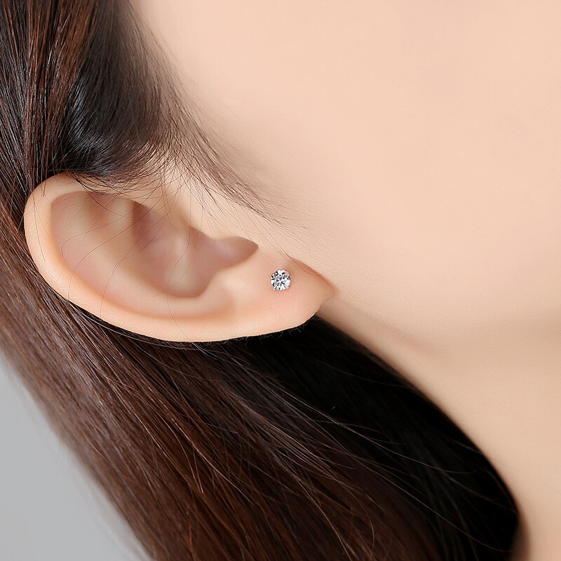 1-3 Pairs 925 Sterling Silver Round Earrings Cubic Zirconia Womens Mens Jewelry