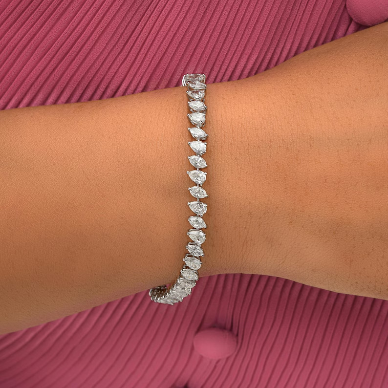 10.00 Ctw Multi Shape Lab Created Diamond Tennis Bracelet 14K White Gold Plated