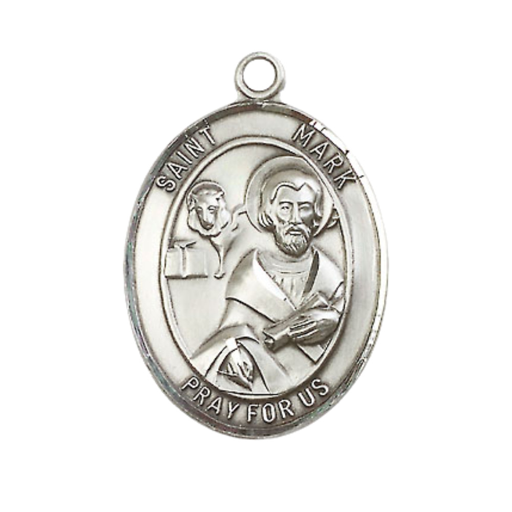 Pewter Large Saint Mark the EvangeliSaint Medal 18″ Lobster Claw Necklace w/ Box