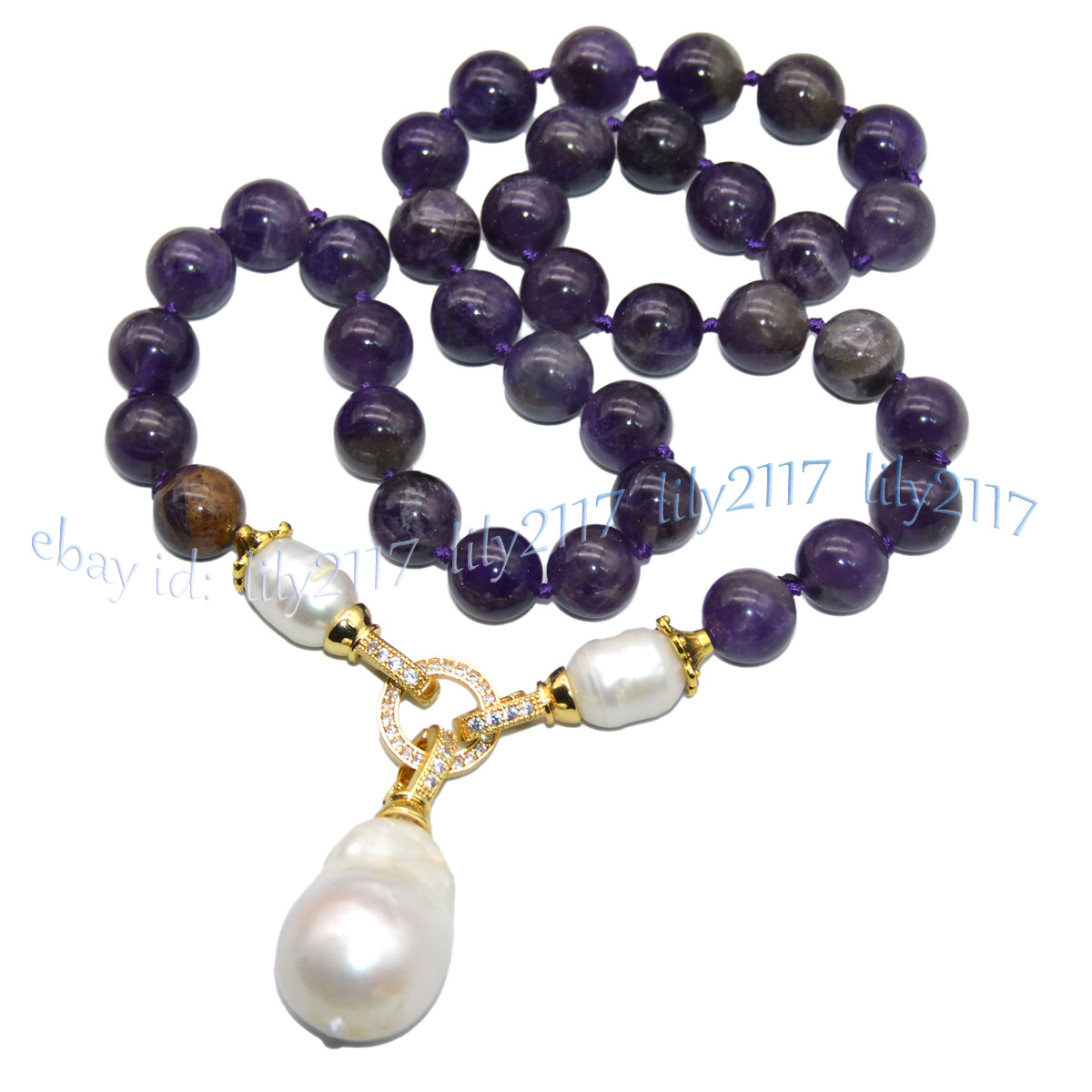 Natural Purple Amethyst Beads White Keshi Baroque Pearl Pendant Necklace 14-32”