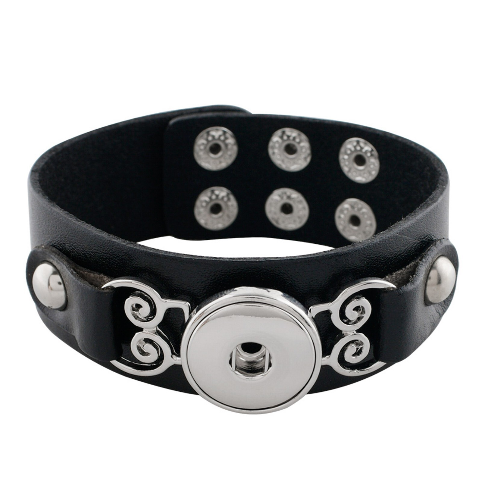 Leather Snap Jewelry 8.5 in Ginger Charm Bracelet Fits 18-20MM Custom Buttons