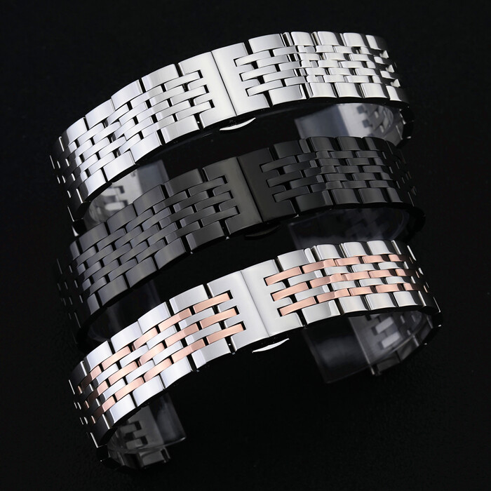 Premium Solid Stainless Steel Watch Strap Metal Band Universal 12-24 Elbow Free