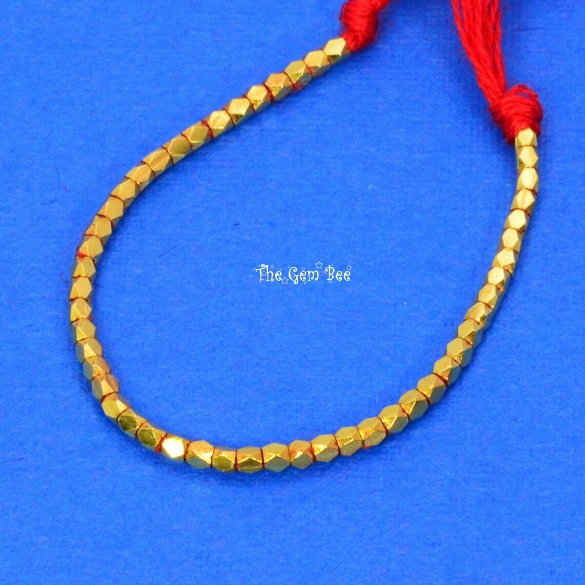 1.35mm 18k Solid Yellow Gold Petite Faceted Nuggets Findings Beads 2.8″ Str (50)