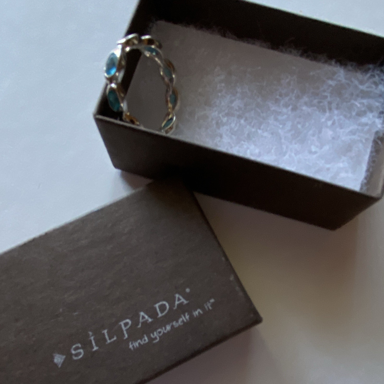 Silpada Northern Lights Ring w/ Round Blue Stone, Silver/Blue, Size 8