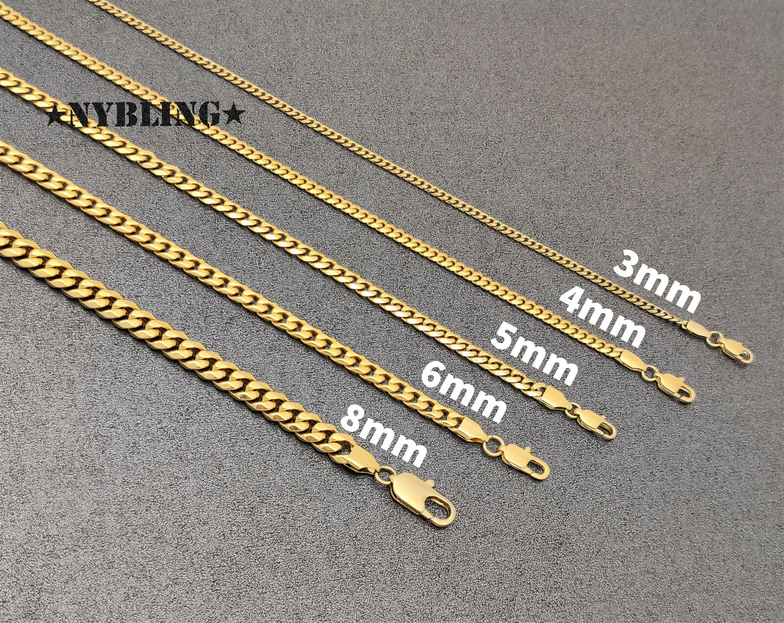 Miami Cuban Curb Link Chain Necklace 18k Gold Plated Stainless Steel Never Fades