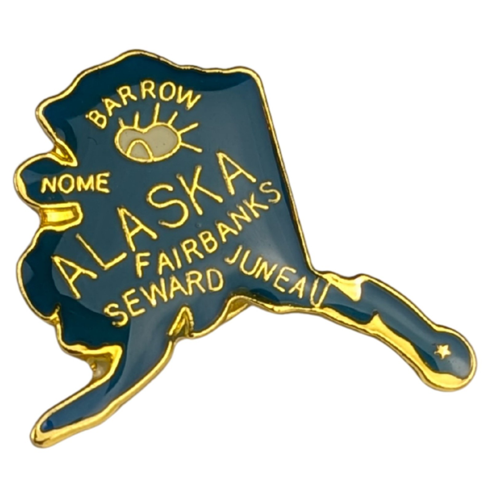 Alaska Artistic Map Lapel Pin; Die-Struck Steel Alloy
