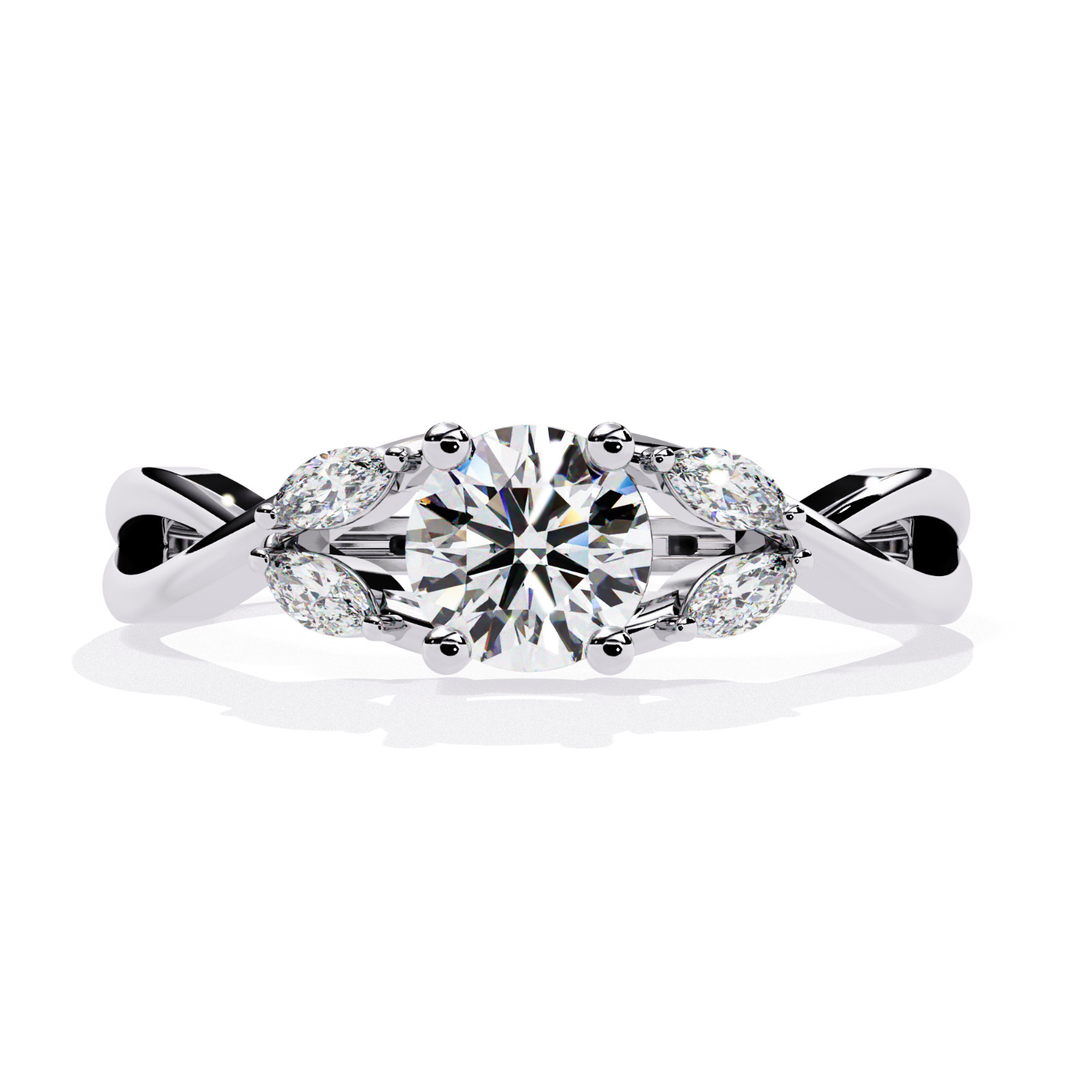 0.55 Ct Lab Grown Diamond Engagement Ring 925Silver Round Marquise Wedding Ring