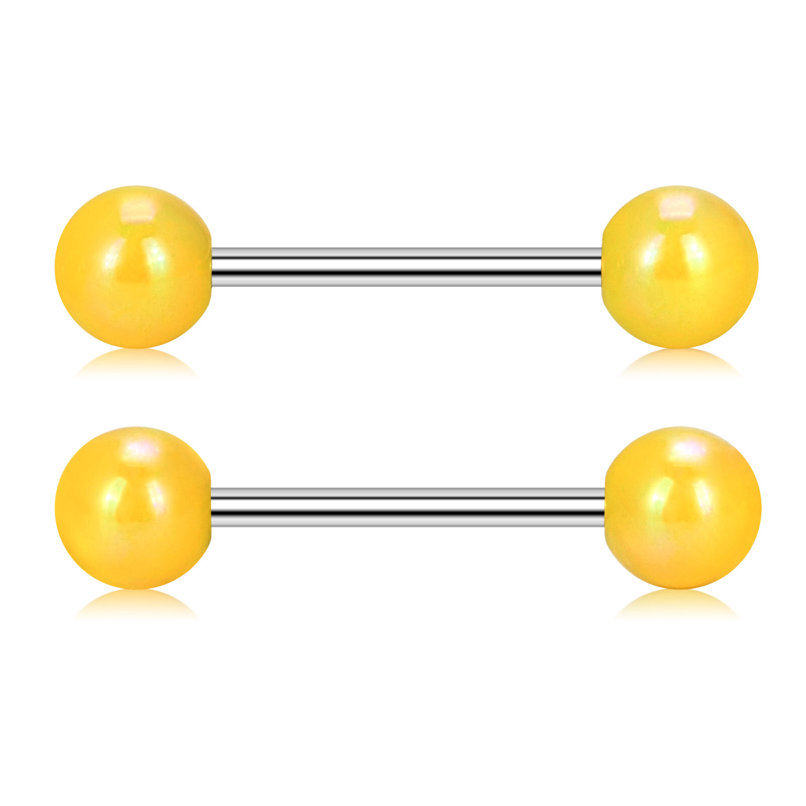 2pcs Colorful Ball Tongue Rings 316L Stainless Steel Barbell Nipple Ring 14G Bar