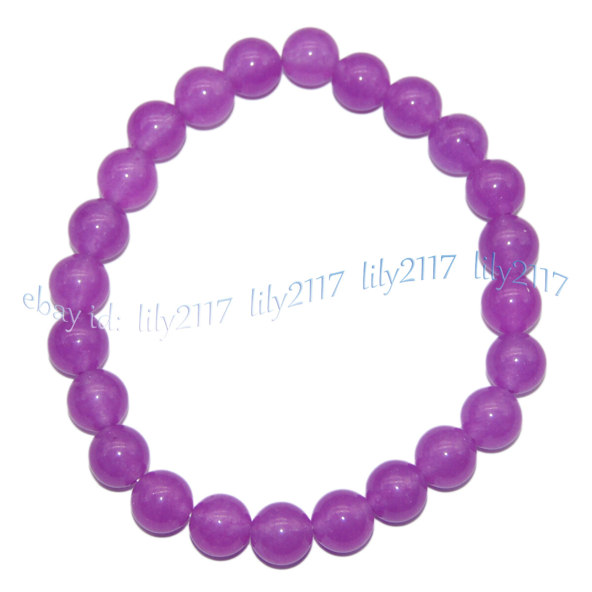 8mm Assorted Multicolor Natural Gemstone Round Beads Elastic Bracelet 7.5”