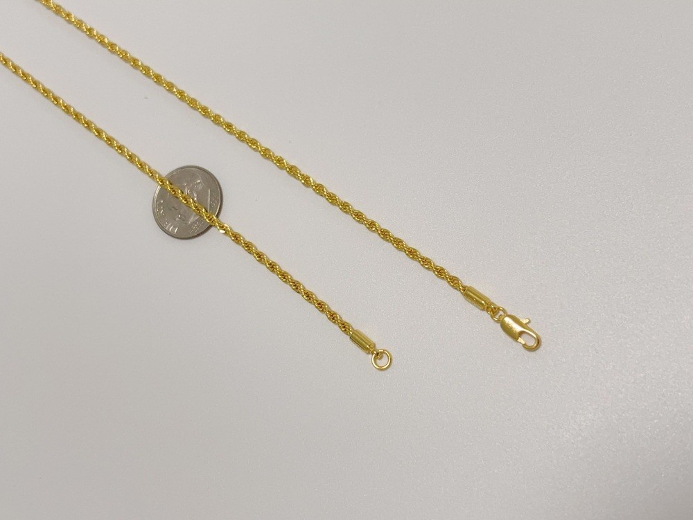 18K Yellow Gold Solid 2.5mm-4mm Rope Diamond Cut Chain Italian Necklace 18″- 24″