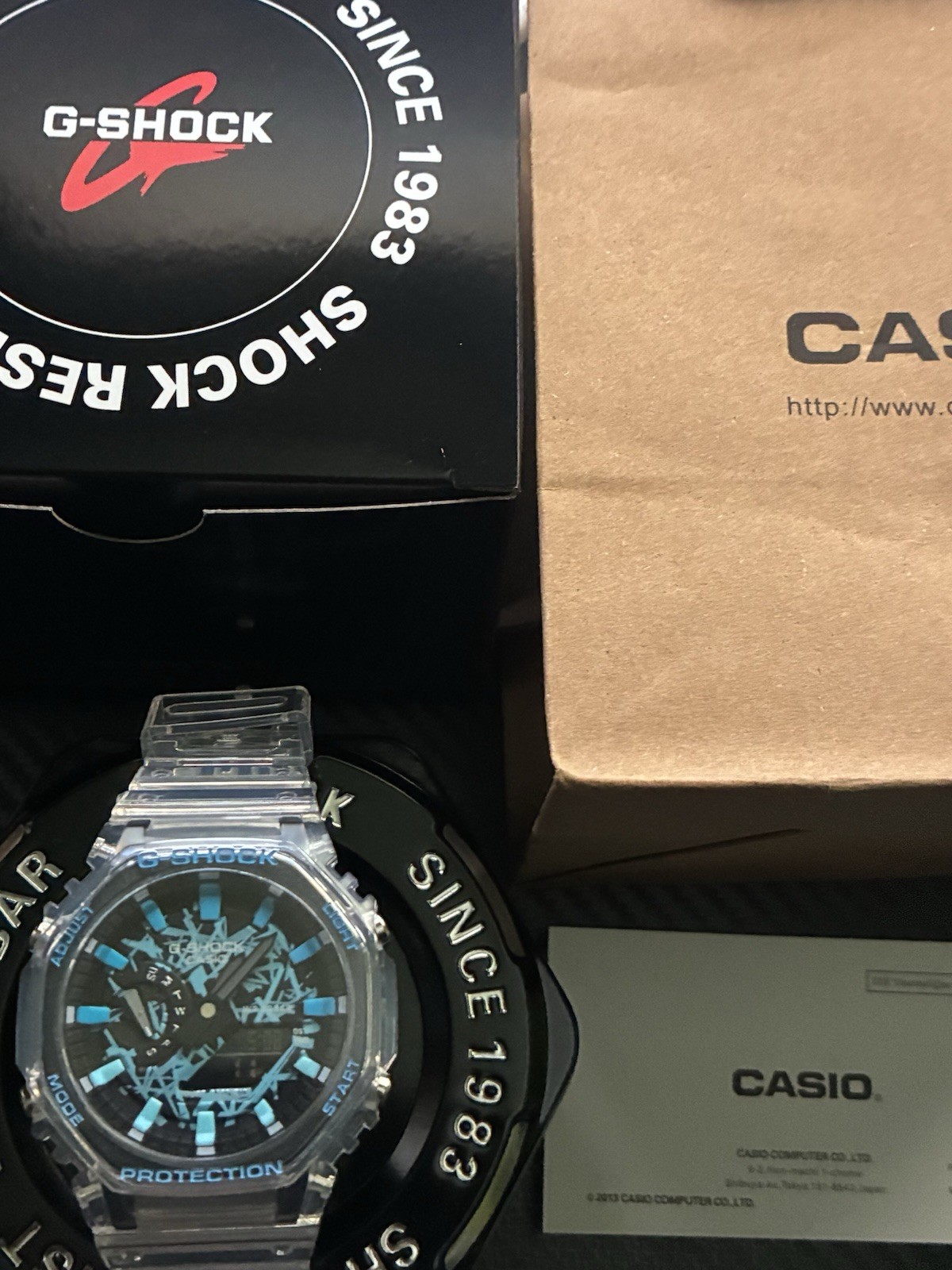 Casio G-SHOCK Analog/Digital Quartz 45mm Clear Resin Strap 200m Box Manual