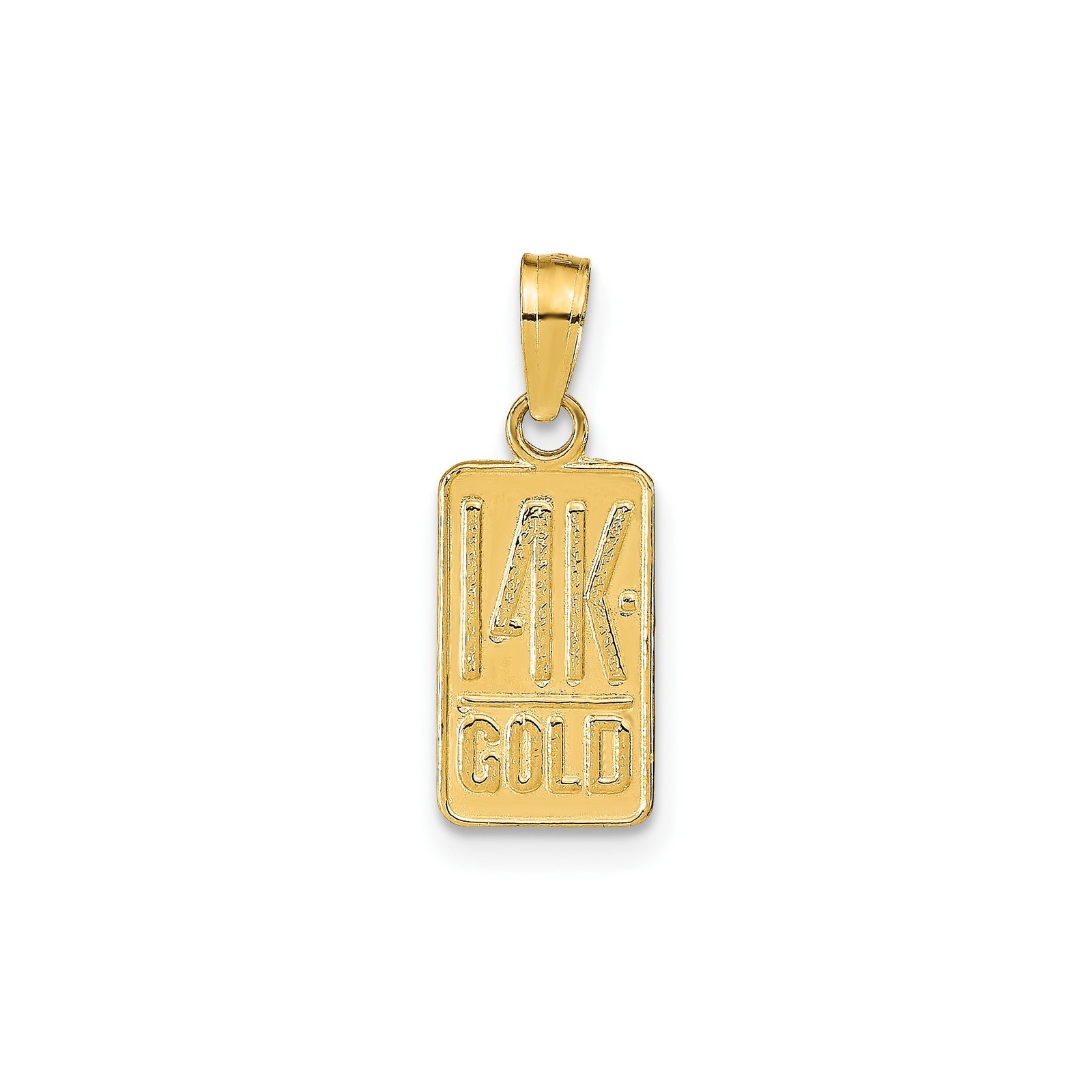 14k Yellow Gold Ingot Pendant Charm Unisex Bar Necklace Symbol of Wealth