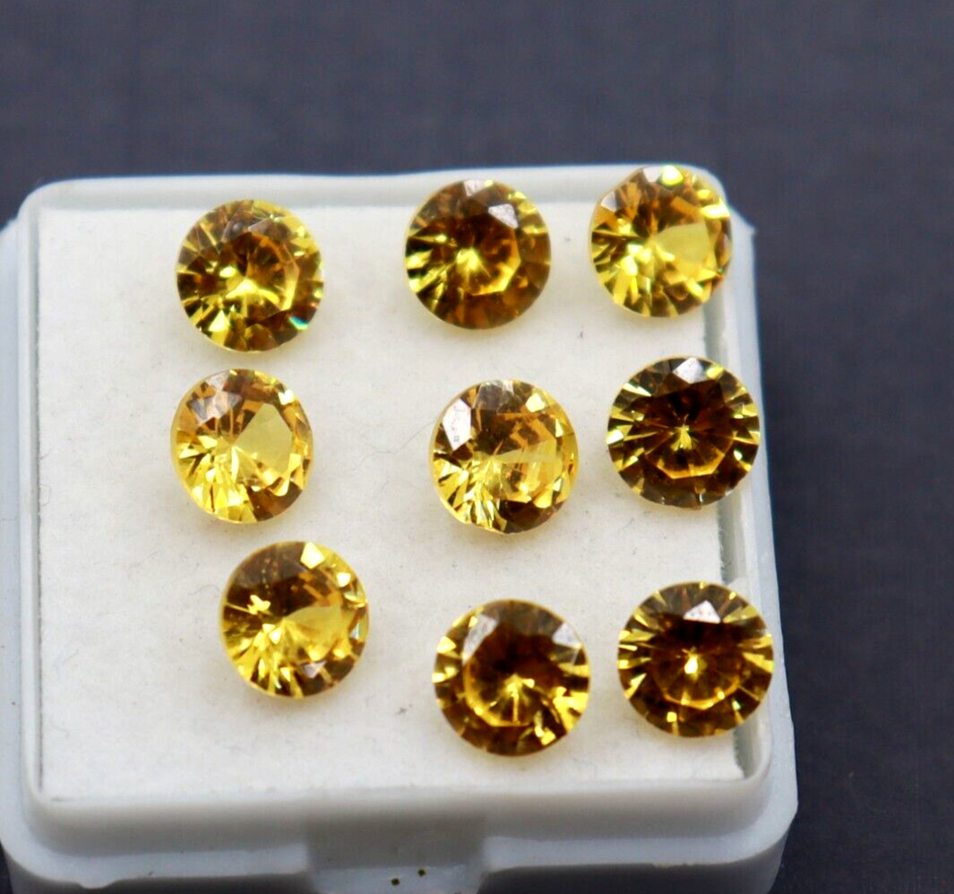6 pcs Round Cut Yellow Sapphire Loose Gemstone 6 mm Certified Gemstone