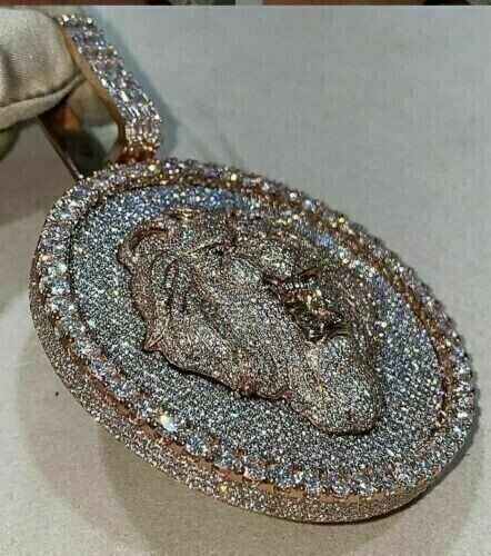 5.68Ct Lab Created Diamond Round Men’s Charm Pendant 925 Sterling Silver
