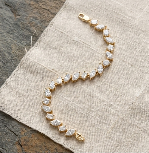 10 ct Marquise Simulated Diamond Tennis Unisex Bracelet 14k Yellow Gold Plated