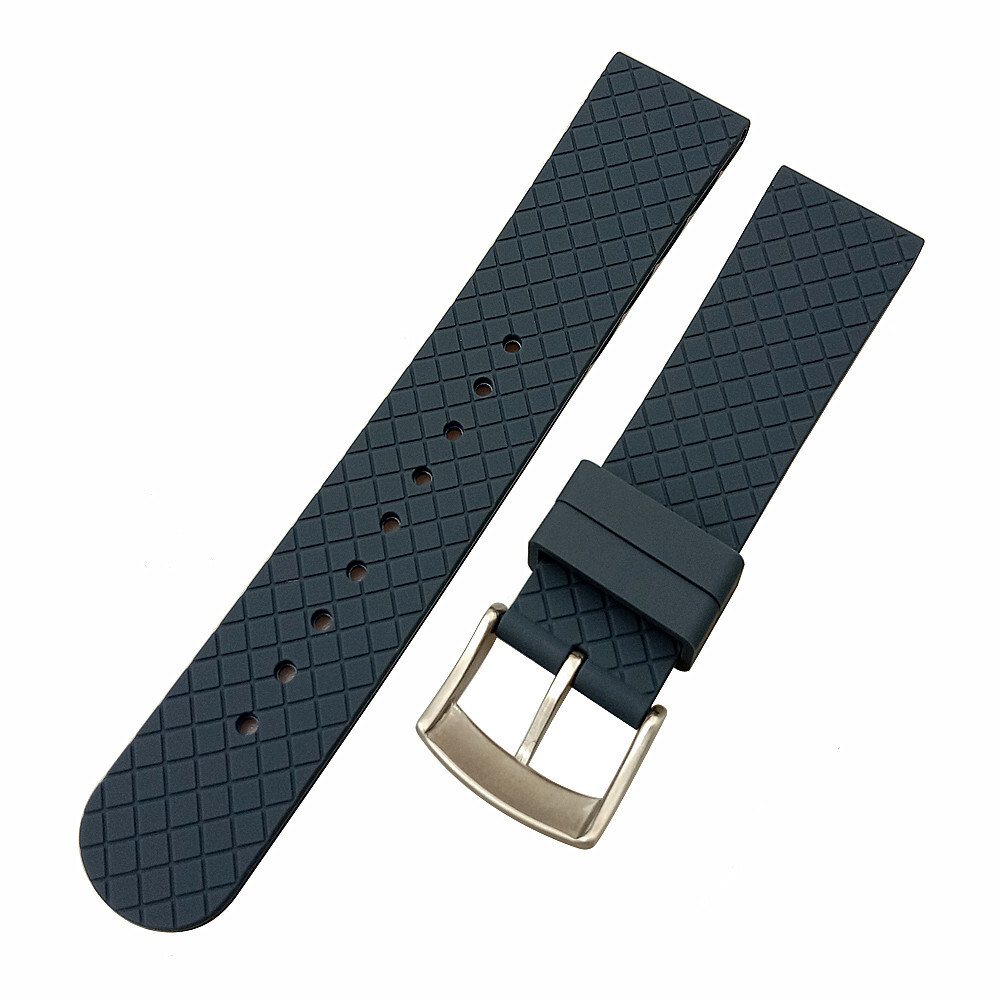 New Men’s Silicone Rubber Waterproof Watch Strap Band With Brushed Buckle 22mm