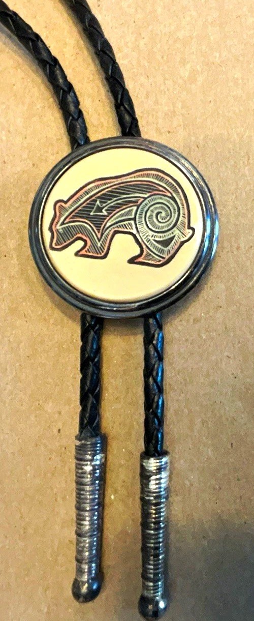 Men’s Adjustable Bolo Tie Black Leather Cord Silver-Tone Round Slide Western