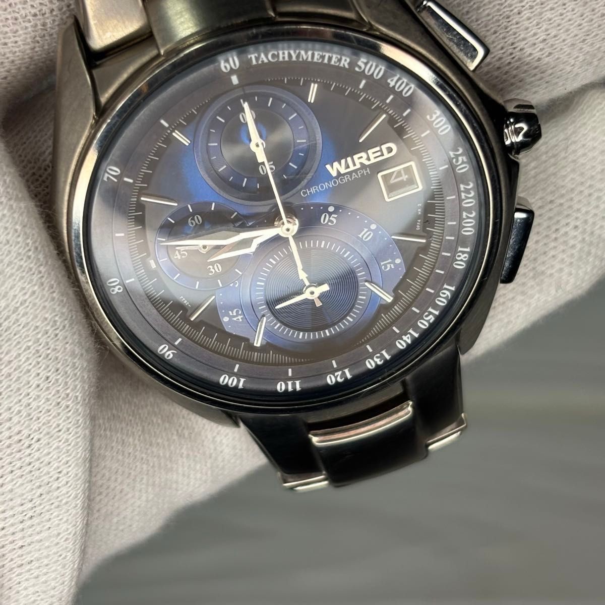 Seiko Wired 7T92-0ER0 Titanium Chronograph Blue Watch