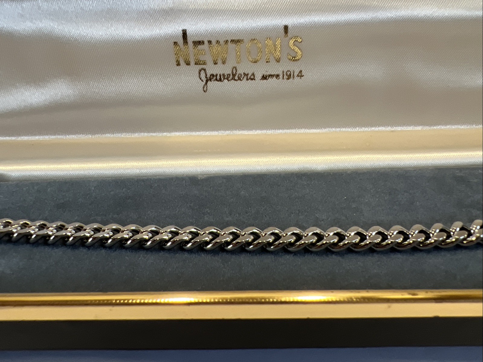 Vintage Speidel Link ID Bracelet Rhodium Finish USA Engravable New In Box