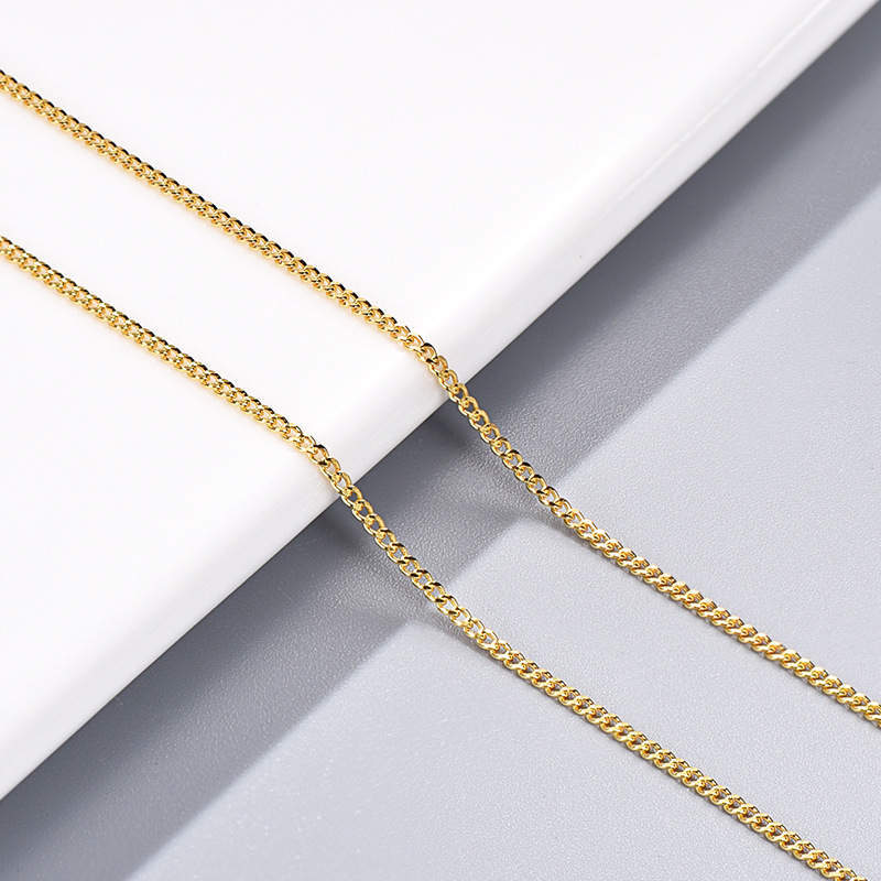 18CT YELLOW GOLD & SILVER CURB CHAIN / NECKLACE – 14″ 16″ 18″ 20″ 22″ 24″