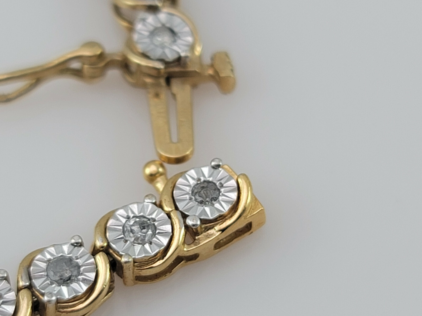 Signed “925 SK9″ 22K Gold Plated, Diamond Tennis Bracelet 7” 5mm, 9.6 grams