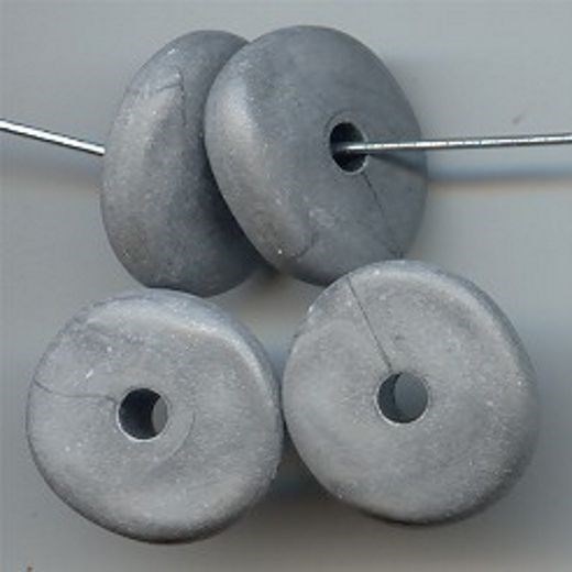 12 VINTAGE MATTE SILVER BRONZE ACRYLIC 6x20mm. NUGGET DISC BEADS 5705