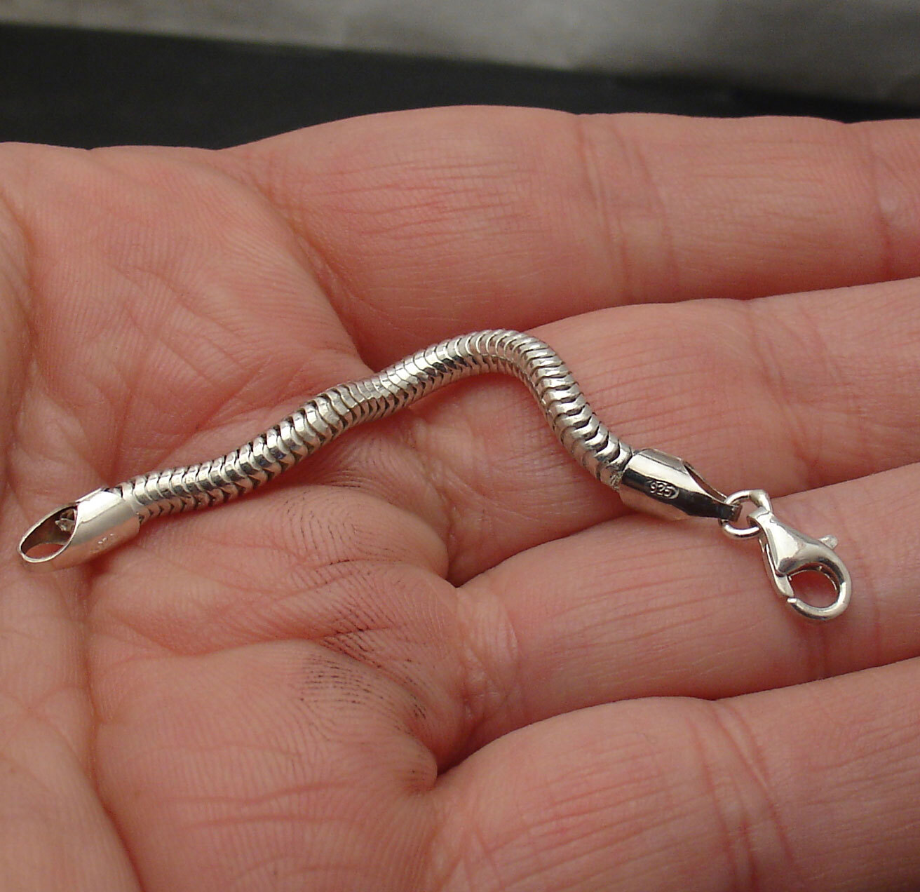 3.2mm Snake Extender Bracelet Chain Necklace Real Sterling Silver Lobster Clasp