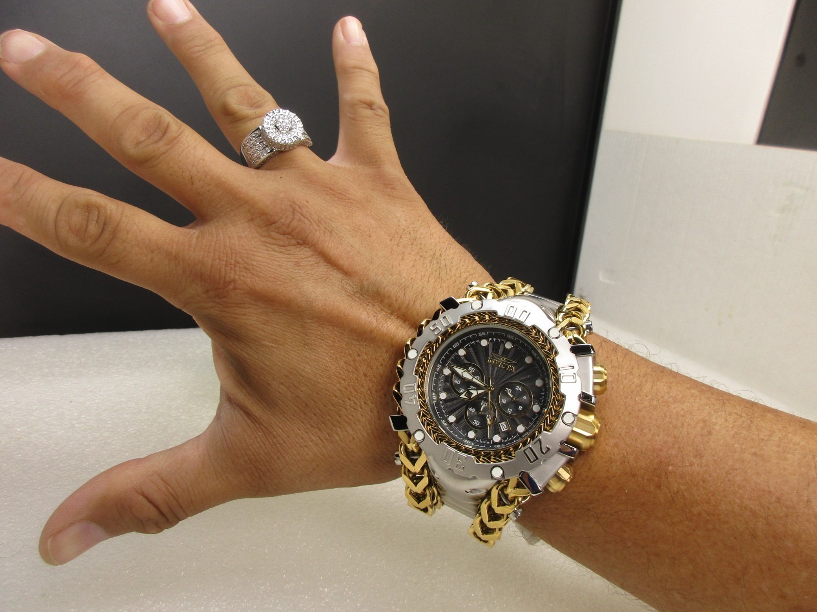 Invicta Gladiator Men’s Watch 58.3mm, Gold, Steel 48188, Silver Gold tone