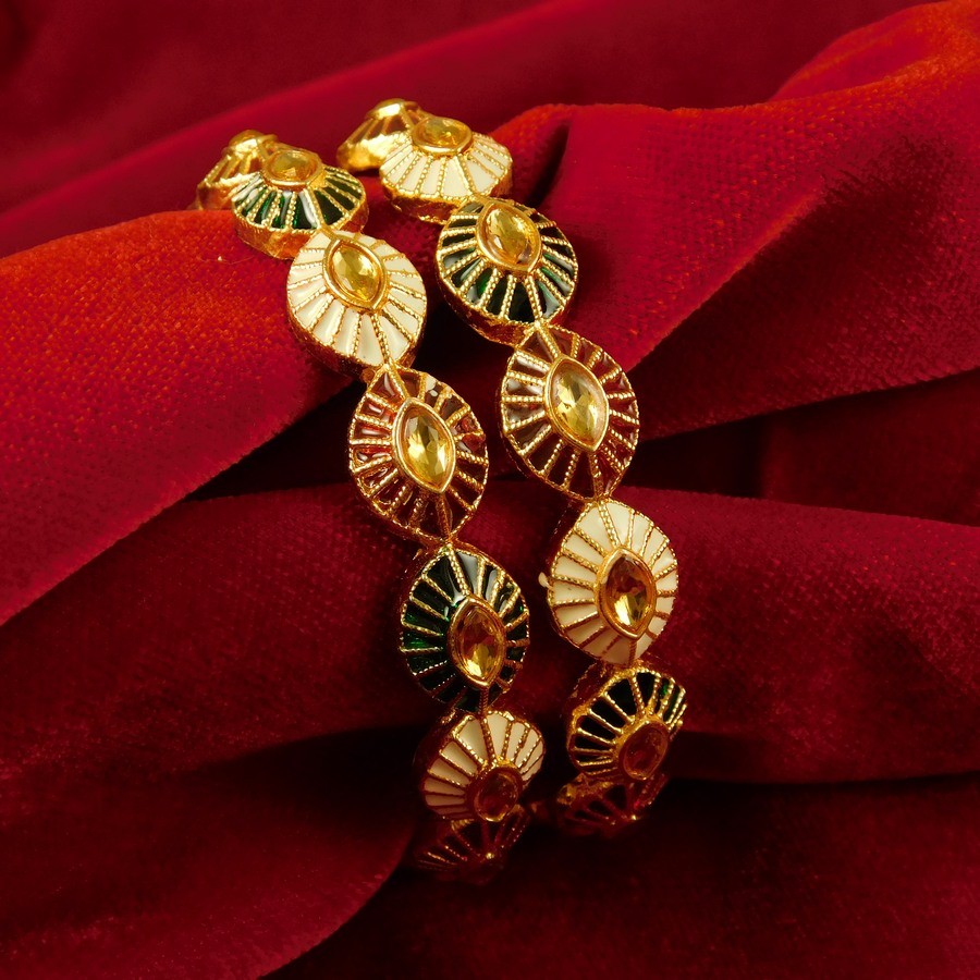 Bollywood Bridal 2 PCs Bangle Bracelet Set Women Traditional Fashion Jewelry
