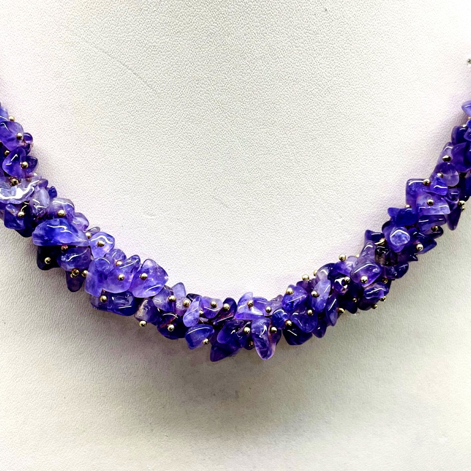 Natural Purple Amethyst Boutique Designer Handmade Beaded Necklace 18 Inches