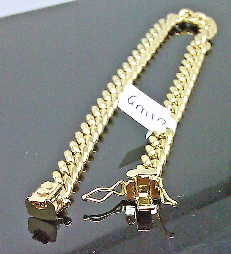 REAL 10k Yellow Gold Miami Cuban Chain Bracelet 7.5 Inch Men Women Gift Genuine