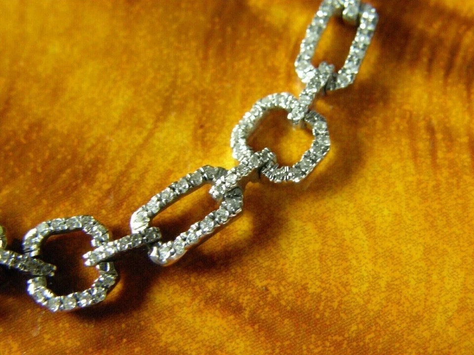 12Ctw Round Cut Created Diamond Linked Chain Bracelet 14K White Gold Plated 7.5″