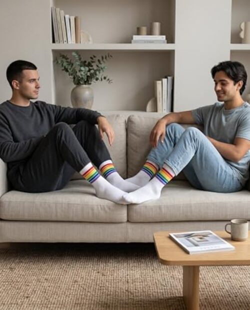 Pride Sport White Socks – Premium Cotton Rainbow Crew Socks | 8-12 Pride White