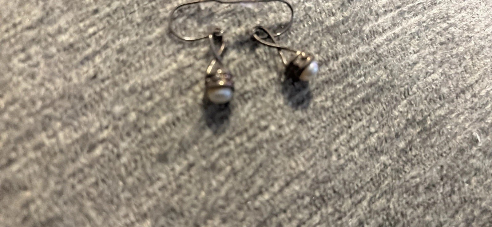 Silver Tone Metal Dangle/Drop Hook Earrings Simulated White Imitation Pearl