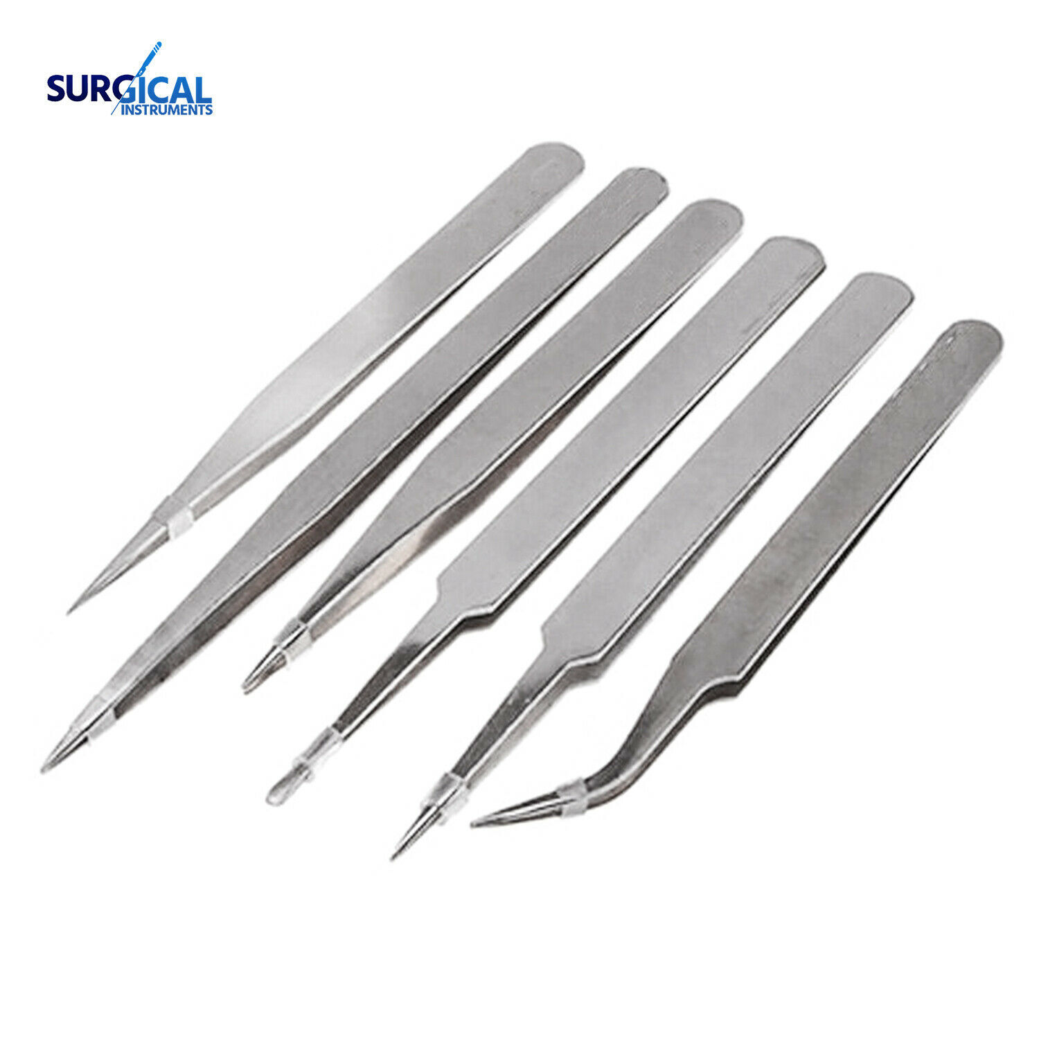 6 pcs All Purpose Precision Tweezer Set Stainless Steel Anti Static Tool Kit