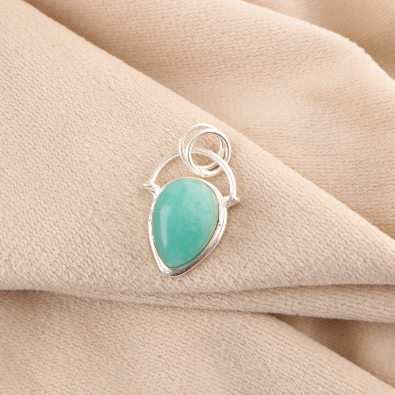 925 Sterling Silver Natural Amazonite Anniversary Engagement New Pendant Jewelry