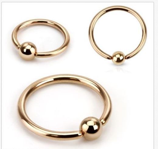 18g, 16g, 14g Rose Gold IP Ion Plated Captive Bead Ring Ear Earring Nipple