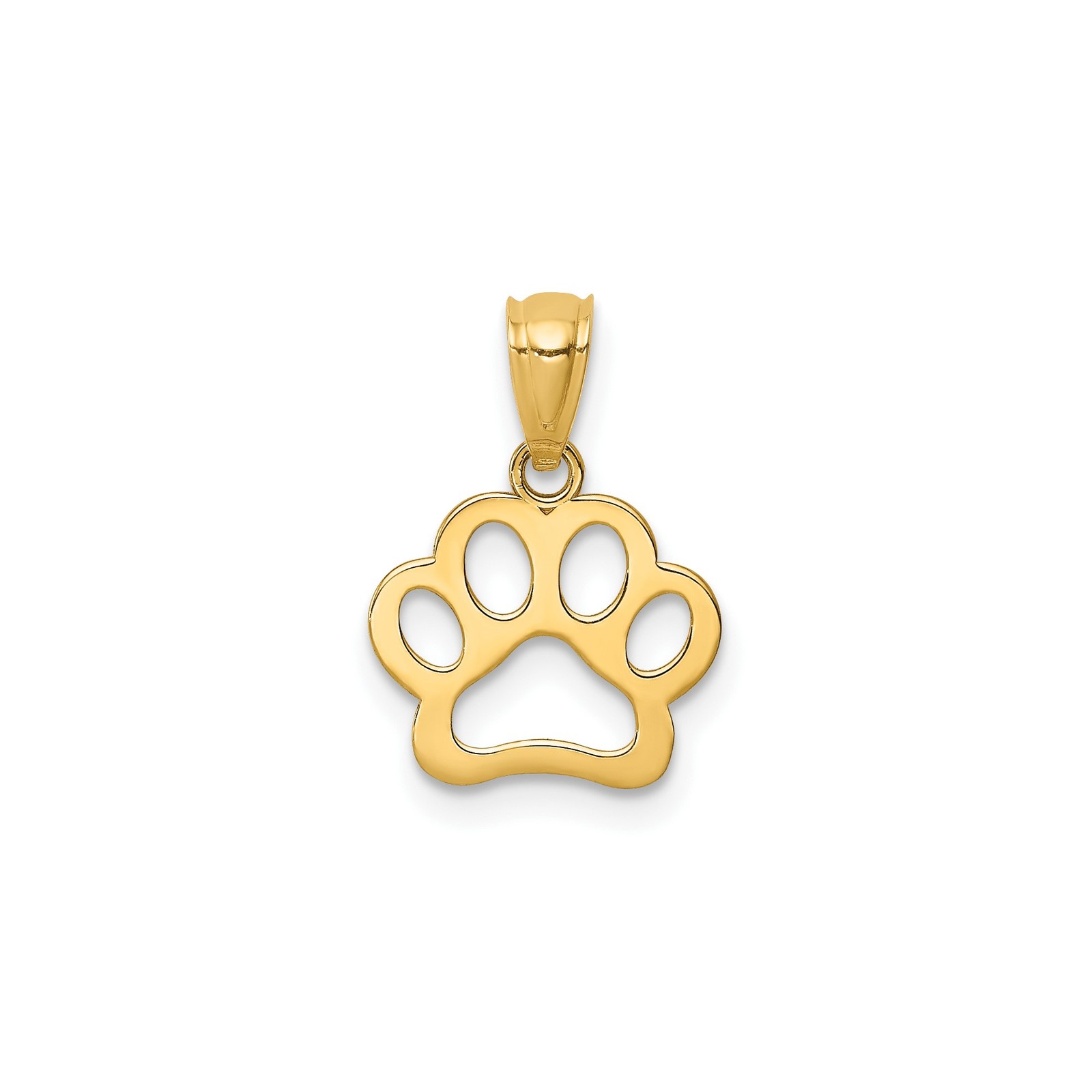 10k Yellow Gold Solid Paw Print Pendant Charm Polished Pet Memorial Jewelry
